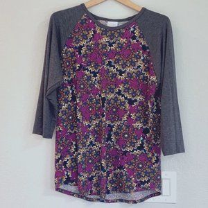 Lularoe raglan sleeve multi-color 3/4 sleeve tee XL